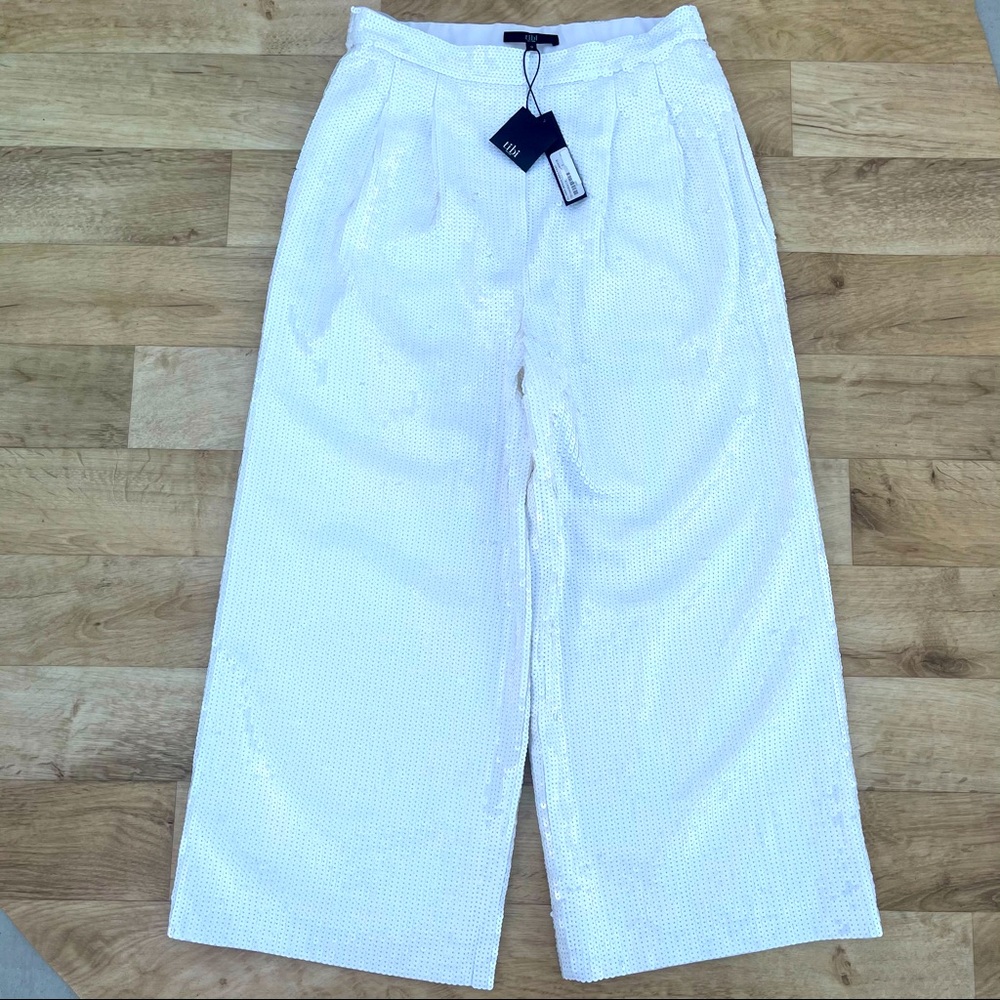 NWT Tibi all over sequin nerd pant white size 0